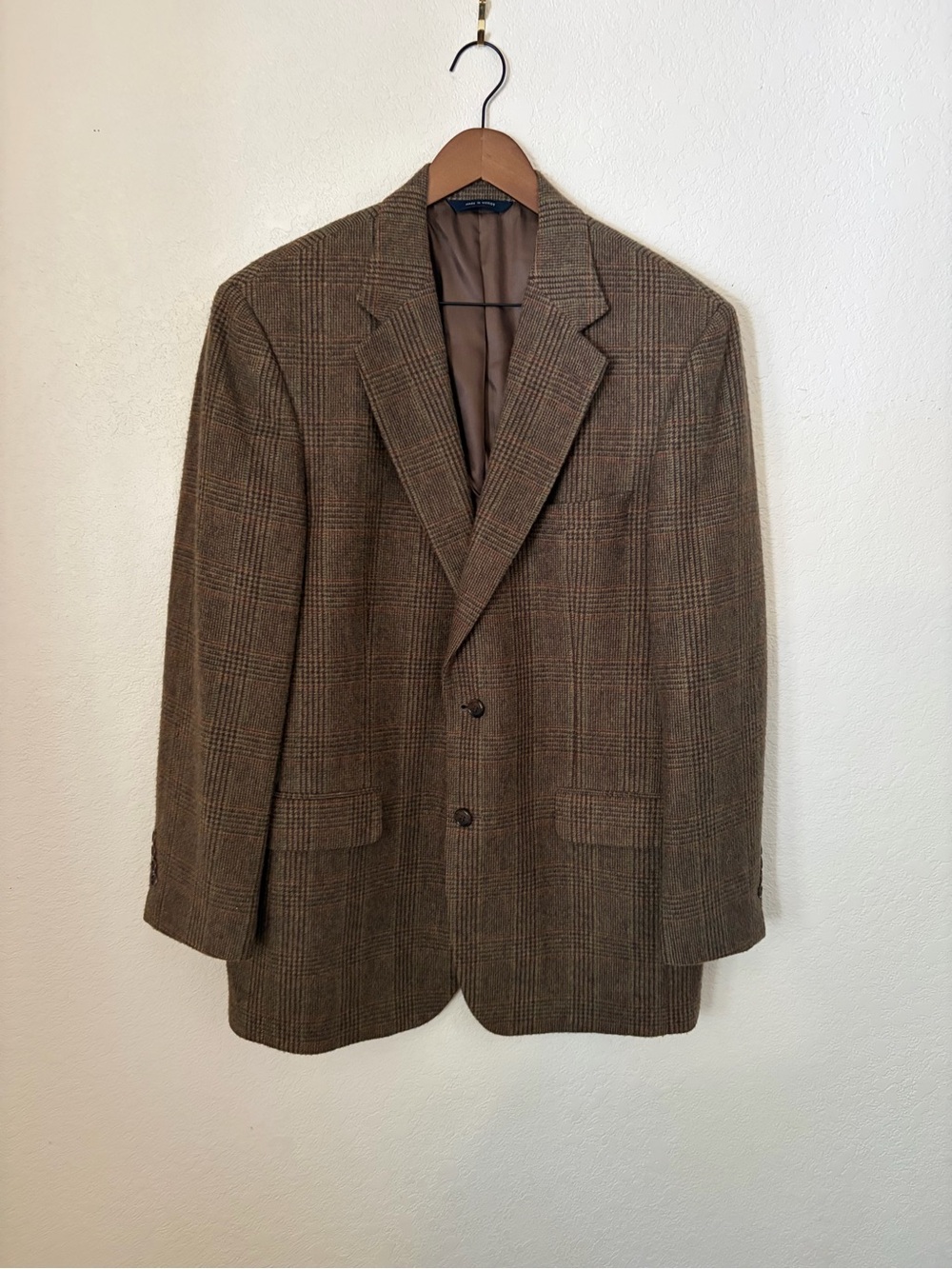 Brooks Brothers Camel Hair Tweed Sport Coat Brown Plaid 40R Fully-Lined